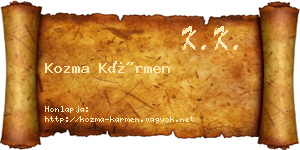 Kozma Kármen névjegykártya
